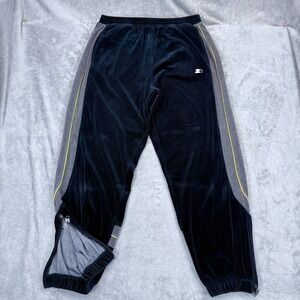 Vintage Starter Velour Sweatpants Joggers Mens XL Ankle Zip Track‎ Pants Blue